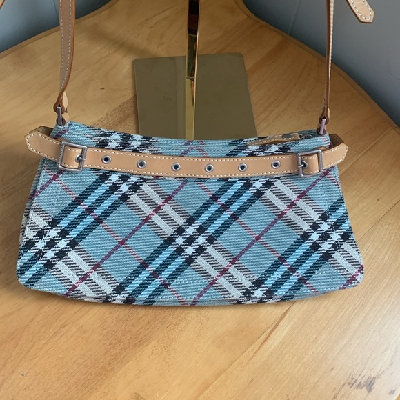 Burberry London Blue Label Blue Nova Check Canvas Leather Crossbody Bag VGUC - Picture 2 of 16
